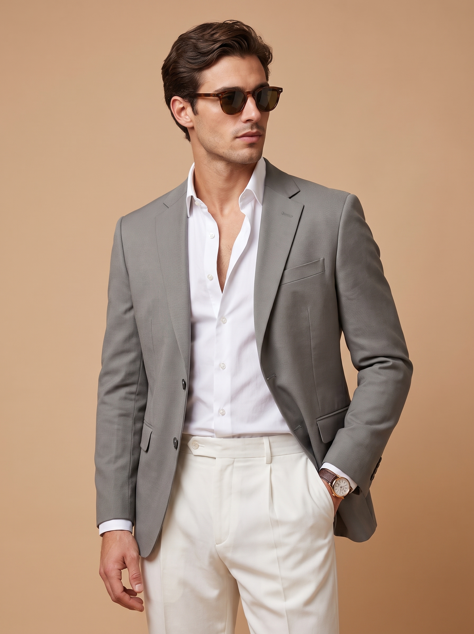 Sage Executive Grey Blazer Close-up