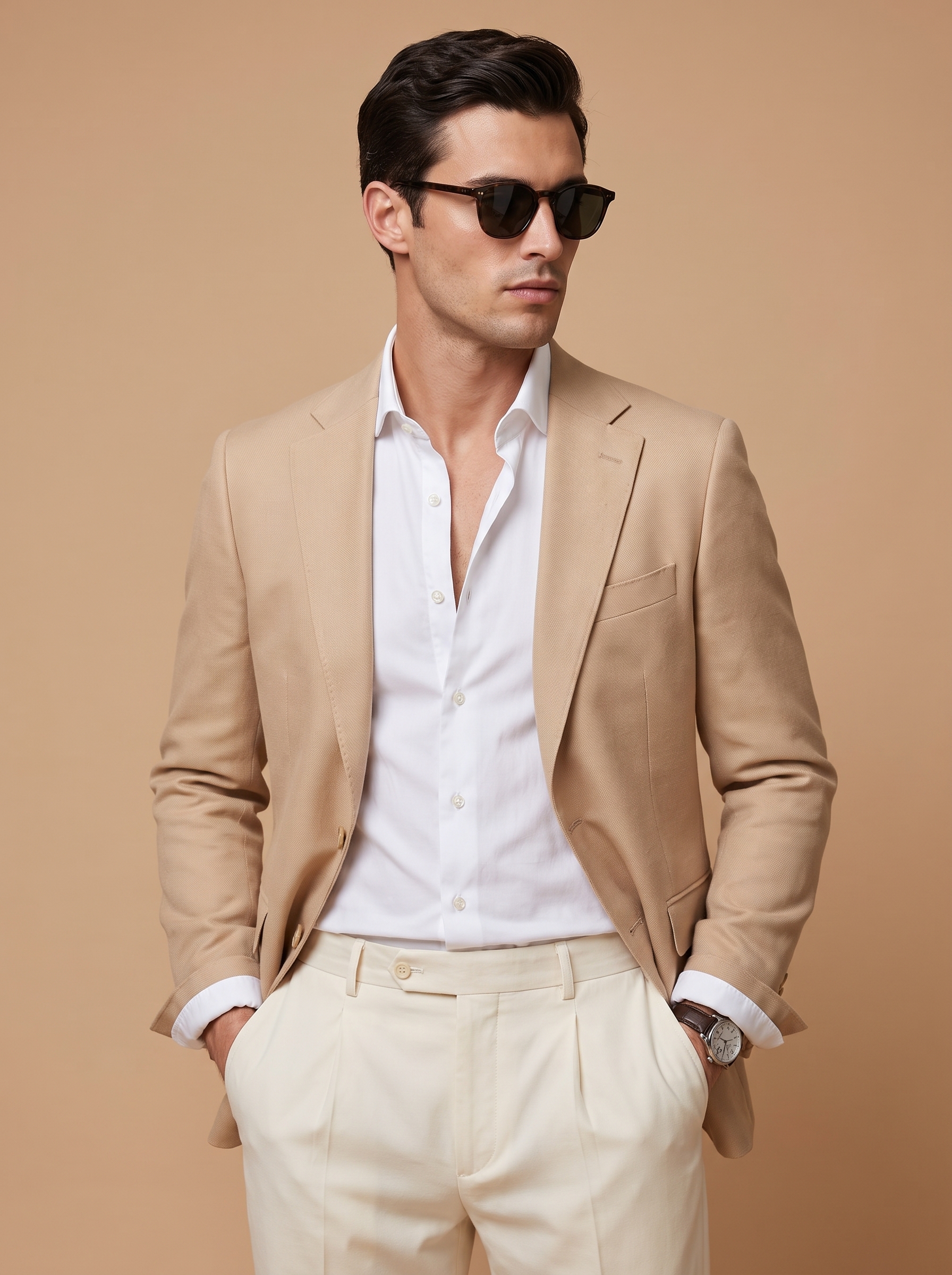 Warm Camel Beige Blazer Close-up