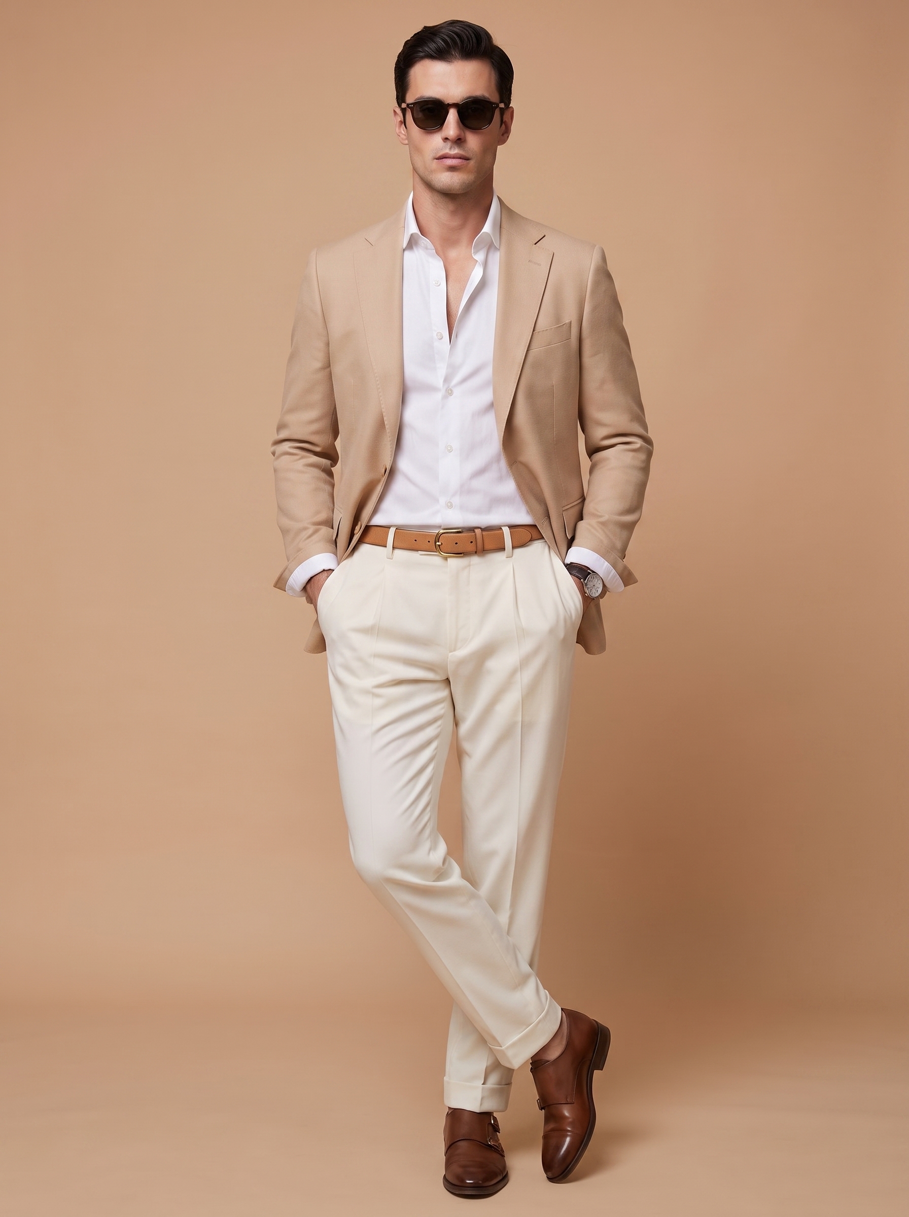 Warm Camel Beige Blazer Full View