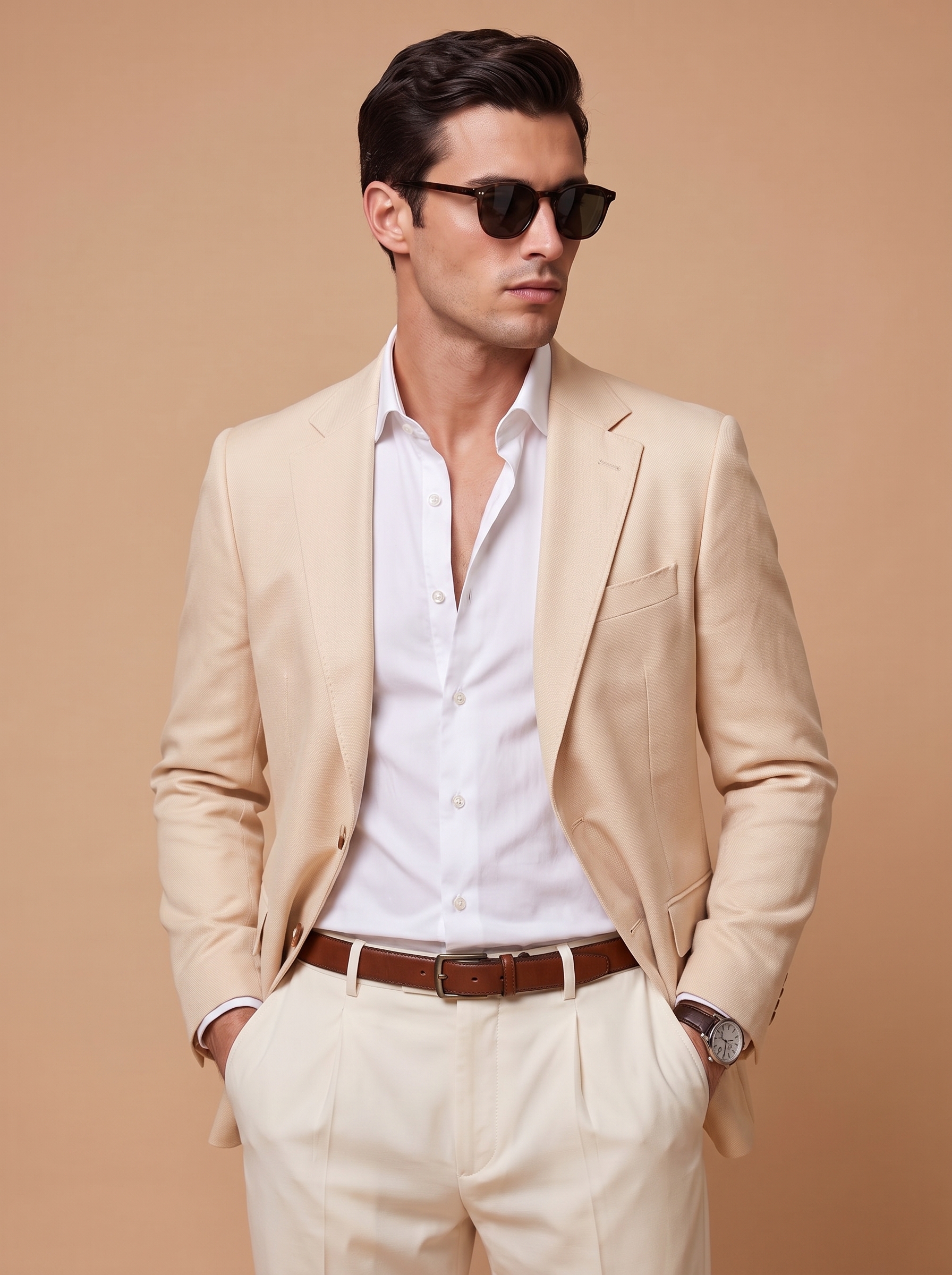 Light Champagne Sand Blazer Close-up
