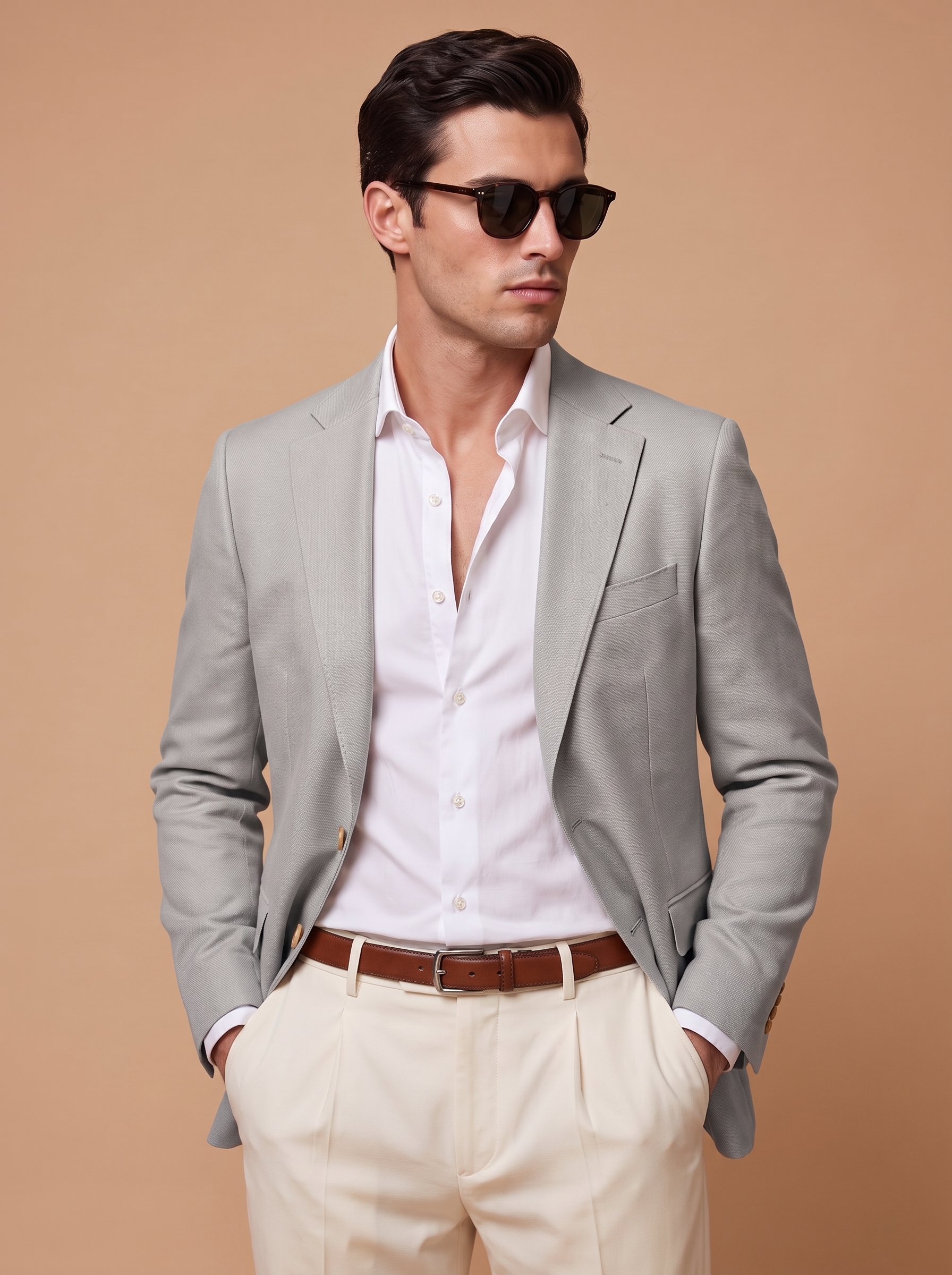 Light Sage Grey Blazer Close-up