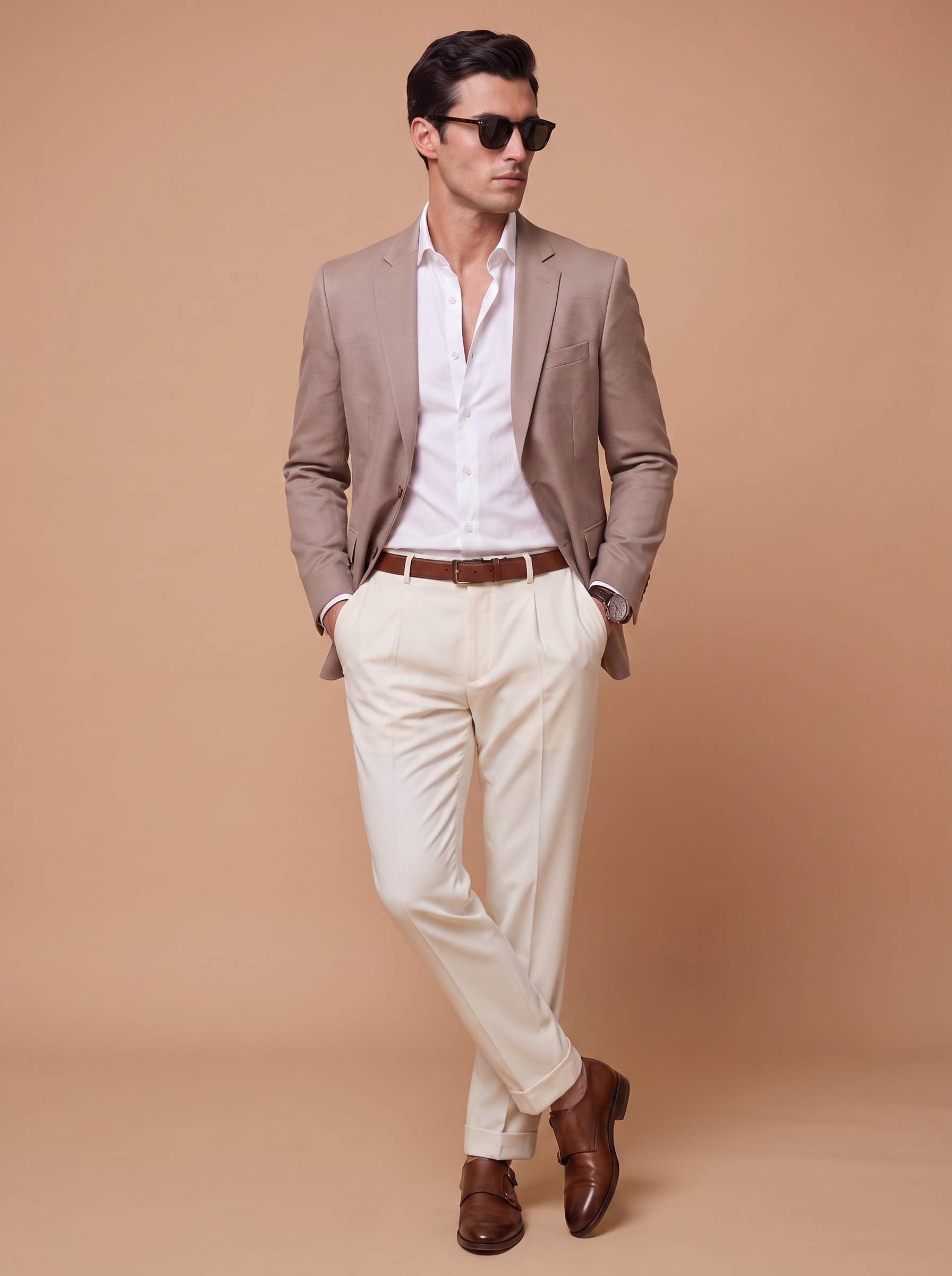 Muted Khaki Taupe Blazer Full View